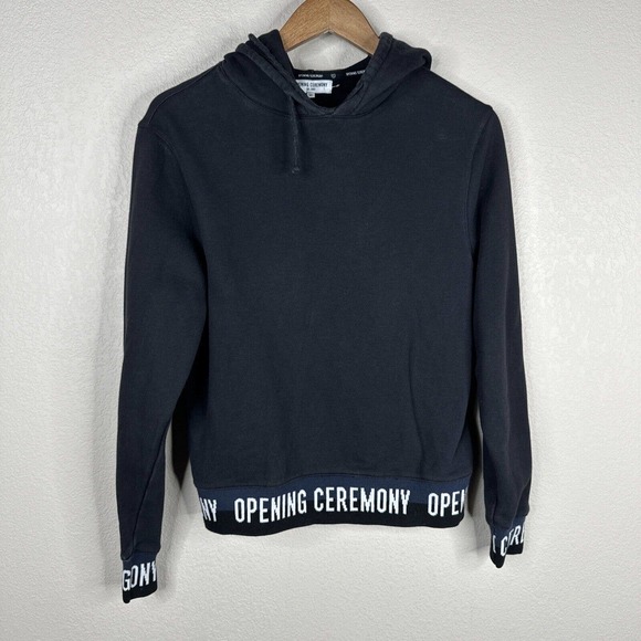 Opening Ceremony Hoodie Women’s Black Extra Small 100% Cotton Spell Out Pullover - Picture 1 of 11